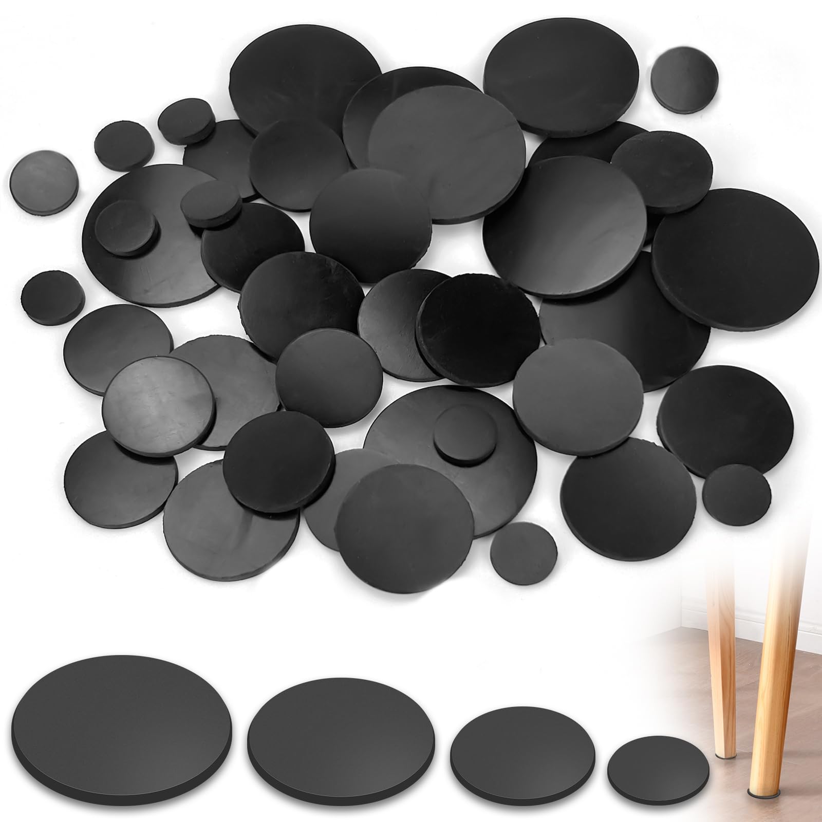 Boloest Black 40Pcs Silicone Rubber Pad, Round Solid Discs Washers, 15Mm,25Mm,30Mm,40Mm Seal Pad Sockets Spacer Washer For Diy Gasket Craft,(Thickness:3mm)