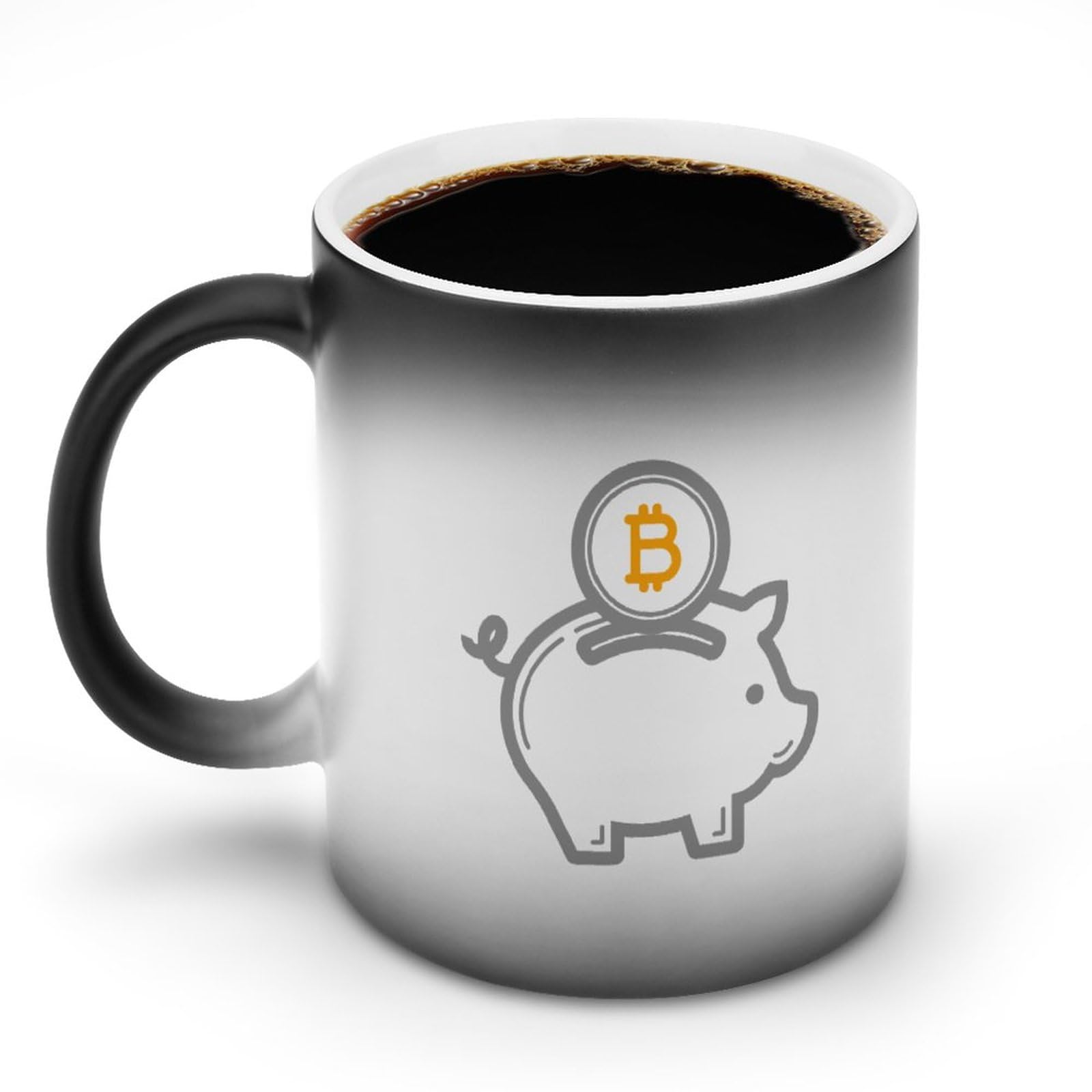 Bitcoin Piggy Bank Color Changing Coffee Mugs Funny Magic Mug Heat Sensitive Tea Cup Unique Gifts