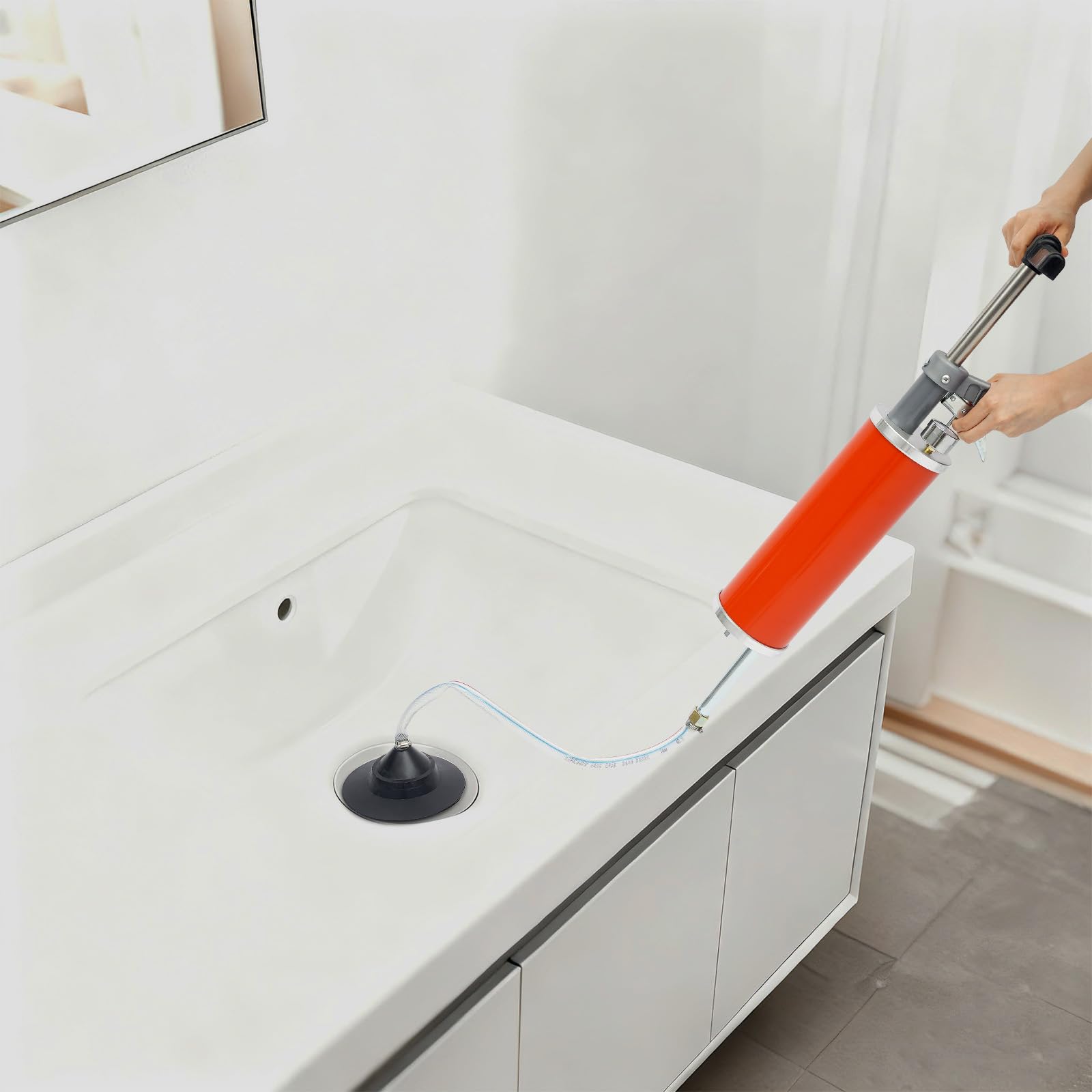 Bomba de limpieza de tuberías para baño y cocina con manguera de 60 cm