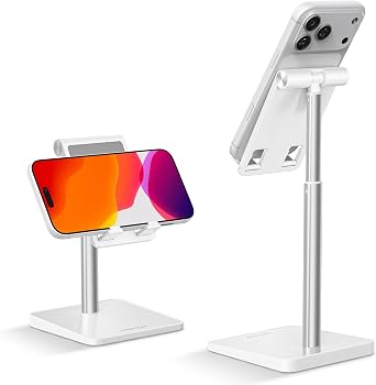OMOTON CA02 Cell Phone Stand with Charging Hole for Desk Lightweight Silver
