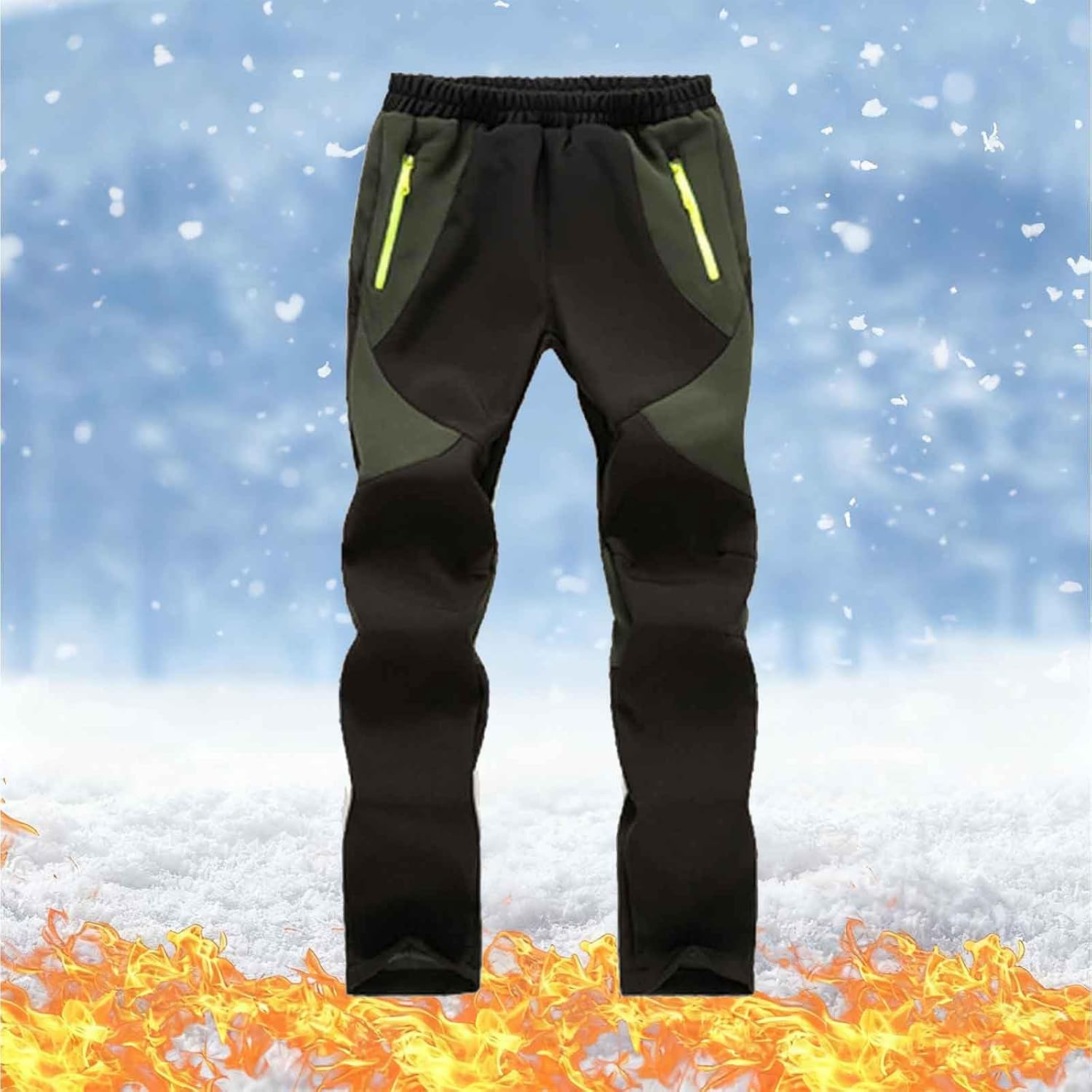 Girls Snow Pants Unisex Winter Warm Water-Resistant Outdoor Pant With Zippered Pocket Fleece Lined Insulated Trousers