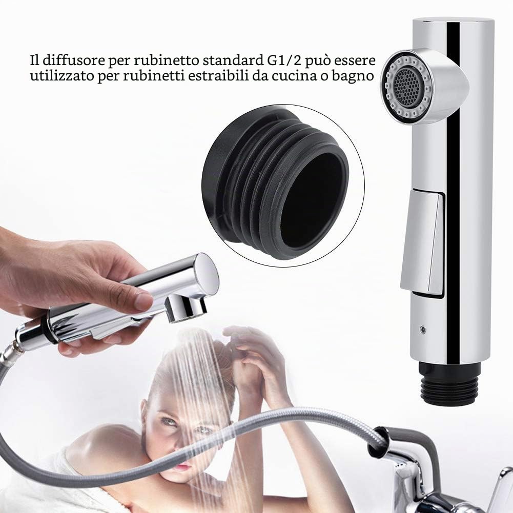 Testa dello Spruzzatore del Rubinetto, Cucina Bagno Estraibile Spruzzatore Doccia, Accessorio di Ricambio per Testina di Spruzzo dell'Acqua