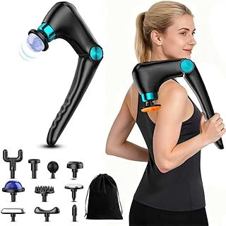 Deep Tissue Massage Gun for Women Men, Folding Massage Gun with Heat & Cold Therapy for Pain Relief & Muscle Recovery, Portable Handheld Back Massagers 9 Speeds, 10 Attachments, Black