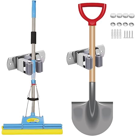 4 Stück Besenhalterung Mit Saugnapf - Wandhalter Ohne Bohren - Für Wischmopp & Besen - Weiß