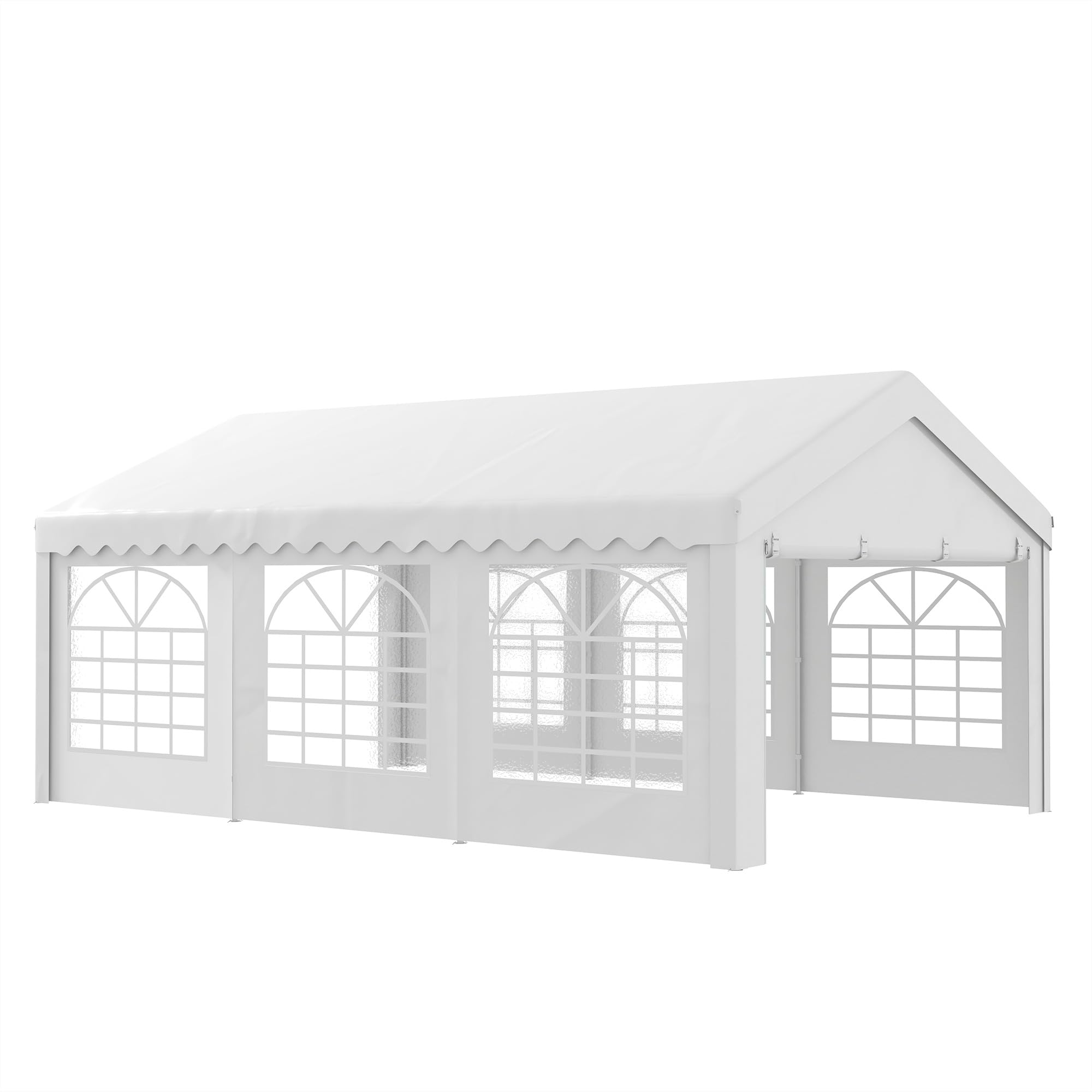 Outsunny 6m x 4m Marquee Party Tent, Heavy Duty Wedding Canopy with Sidewalls, Doors, Windows, Galvanised Garden Gazebo for Parties Events, White
