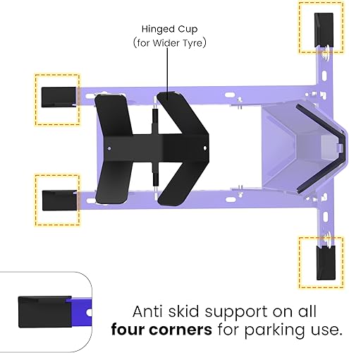 Miniatura 5 de GRAND PITSTOP Calzo de rueda universal para soporte de motocicleta para remolque, completamente ajustable, desmontable y plegable (azul)