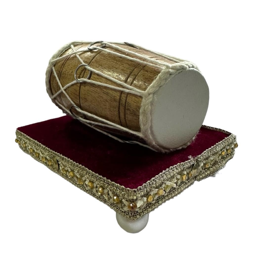 Handcrafted Dholak miniature(9x9x13cms), Dholak Showpiece for office desk, home decor, car dashboard, mini Dholak toy