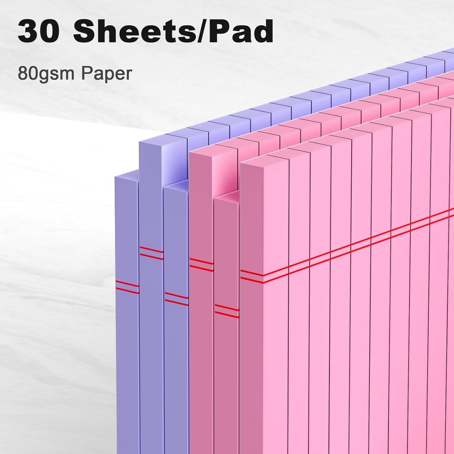 Pink Purple Small Legal Pad 5 x 8 College Ruled Color Legal Pads Paper Notepads 6 Pack Sturdy Back Writing Pads 5 x 8 Note Pads Perforated Narrow Ruled Pads of Paper - Image 3
