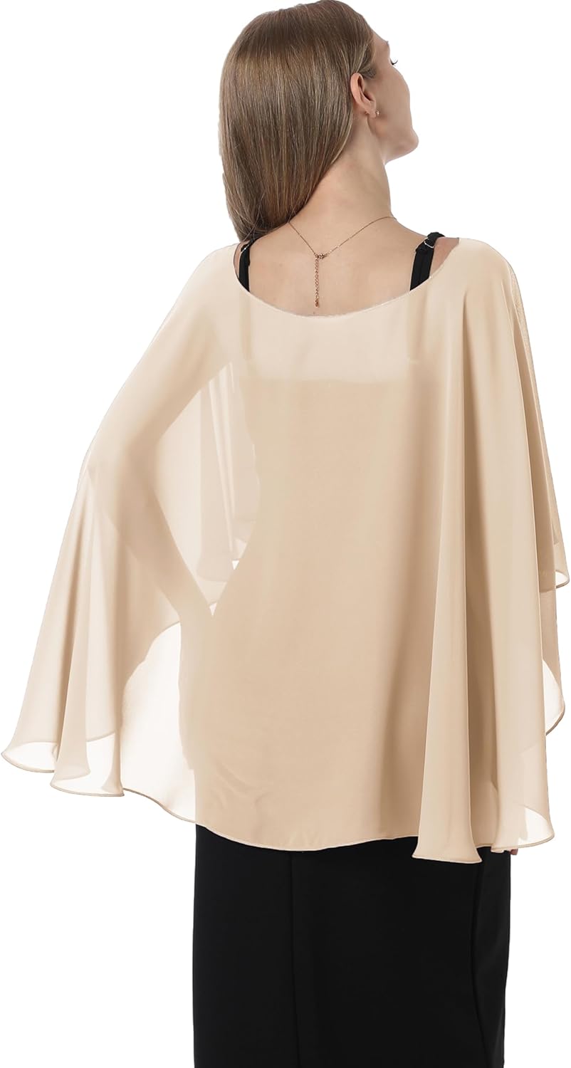 Capelets for women Chiffon Cape Shawls and Wraps for Evening Dress Wedding Capes Cover Up - Image 4