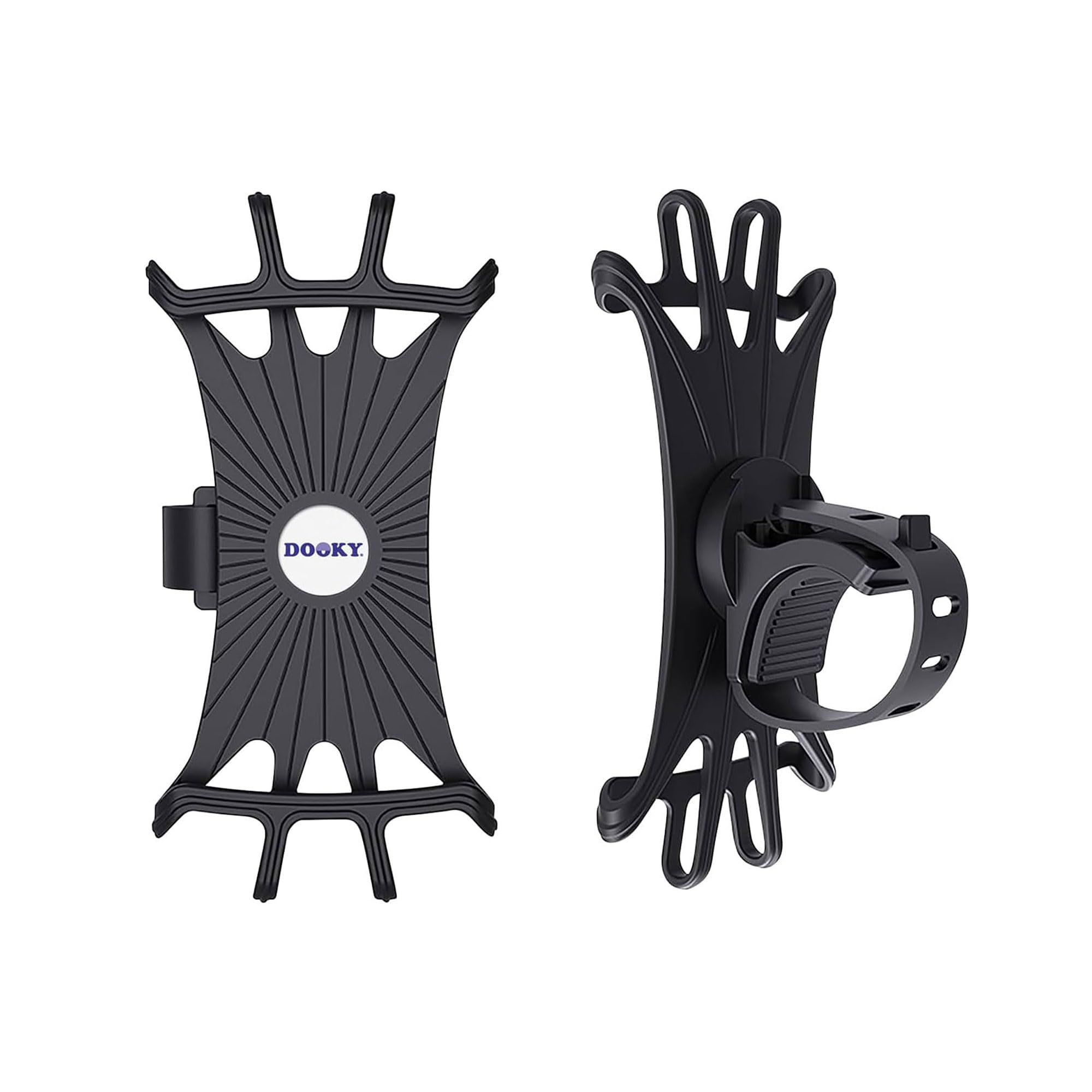 Dooky Silicone Universal Phone Holder (Screen Size between 4.7 and 6.9 inches) for Hands-Free Experience on Pram/ Cycle/ Car Back Seat/ Table/ Desk, Unbreakable, 360 Degree Rotatable, Black
