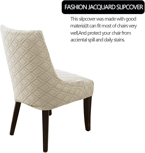 Miniatura 4 de KELUINA Fundas para sillas de comedor de tela jacquard, de ajuste elástico, fundas para sillas laterales con respaldo de ala, silla de comedor