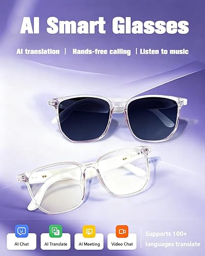 Miniatura 2 de Lentes de sol inalámbricos Bluetooth para hombres y mujeres, polarizados, lentes de sol inteligentes, auriculares de audio Bluetooth con altavoces
