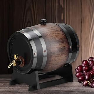 Wooden Whiskey, 3 Liter Wine Making Barrels Wooden Wine Keg Bucket Container Built in Foil Liner with Stand for Home Bar Decoration