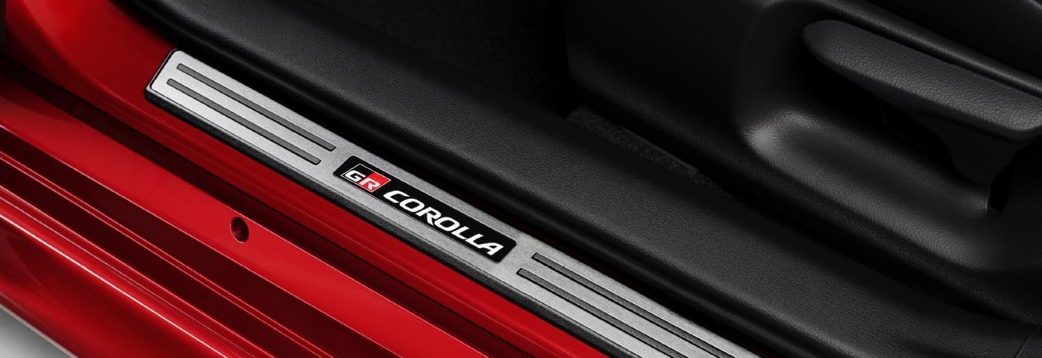 Toyota GR Corolla Door Sill Guards, Polished Finish with Logo, PT413-12220