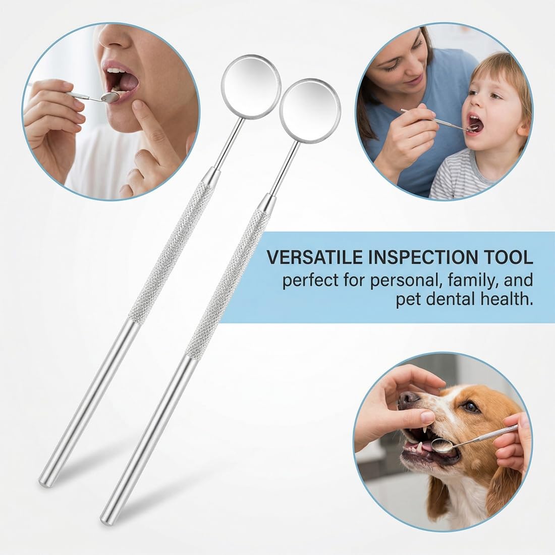 Espejo Dental Acero Inoxidable Anti-Vaho Curvatura 45° 2 Pcs