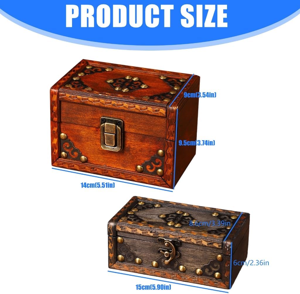 Rustics Wood Decorative Chest With Metal Hardware Multipurpose Storage for Home Display
