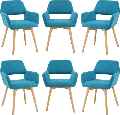 Miniatura 53 de Juego de 2, 4 y 6 sillas modernas, cómodas, decorativas, tapizadas en tela para cocina, comedor, sala, dormitorios, sala de espera, de escritorio