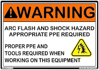 Safety Decal Unlimited ANSI Warning Arc Flash Shock Hazard Appropriate PPE and Tools Required Electrical Warning Orange Black Yellow White Label Sticker Decal Made in America 3.5 x 5