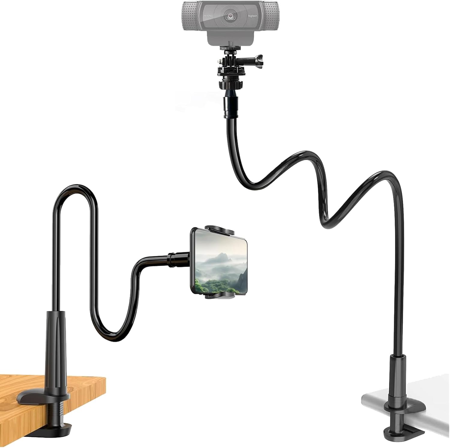 Khazylorr Flexible Gooseneck Webcam Stand for Gaming Streamers - Logitech C922 C920 Compatible Mount