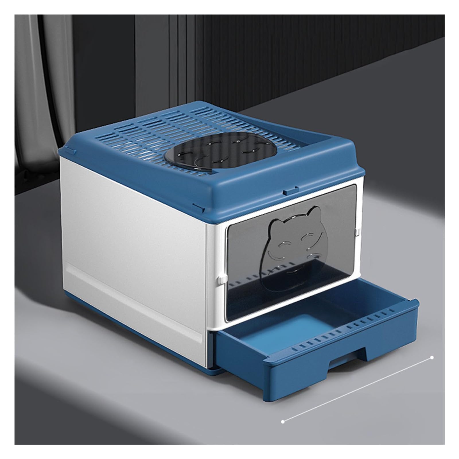 Pet WC Lettiera for Gatti in plastica, lettiera Semi-Chiusa con Paletta, Grande for di Piccole e Grandi Dimensioni Bacino della lettiera(Blue)