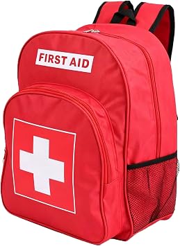 Red Emergency Bag First Aid Backpack Empty Medical First Aid Bag Treatment First Responder Trauma Bags for Riding Office Hiking Paramedics Outdoor Travel Camping Pet Dog Cat Daycare Red