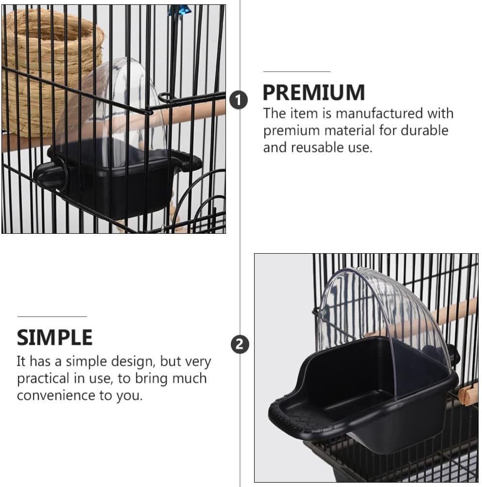 STOBOK Plastic Bird Feeder, Bird Bath Tub, Suitable for Small Parrots and Finches, 12.50x12.50x12.50cm