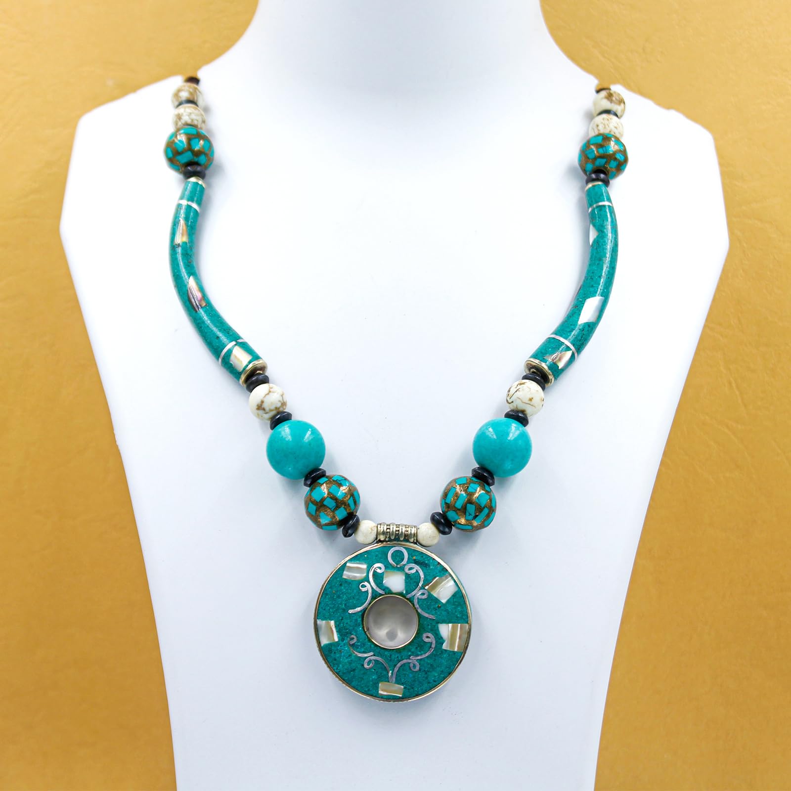 Collana con Pendente Boho Statement Artigianale Turchese Fashion