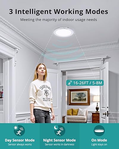 Miniatura 5 de wowatt Lámpara de techo recargable con batería con control remoto inalámbrico para ducha, 3000 K, 4500 K, 6500 K, 7.48 pulgadas, regulable, luz