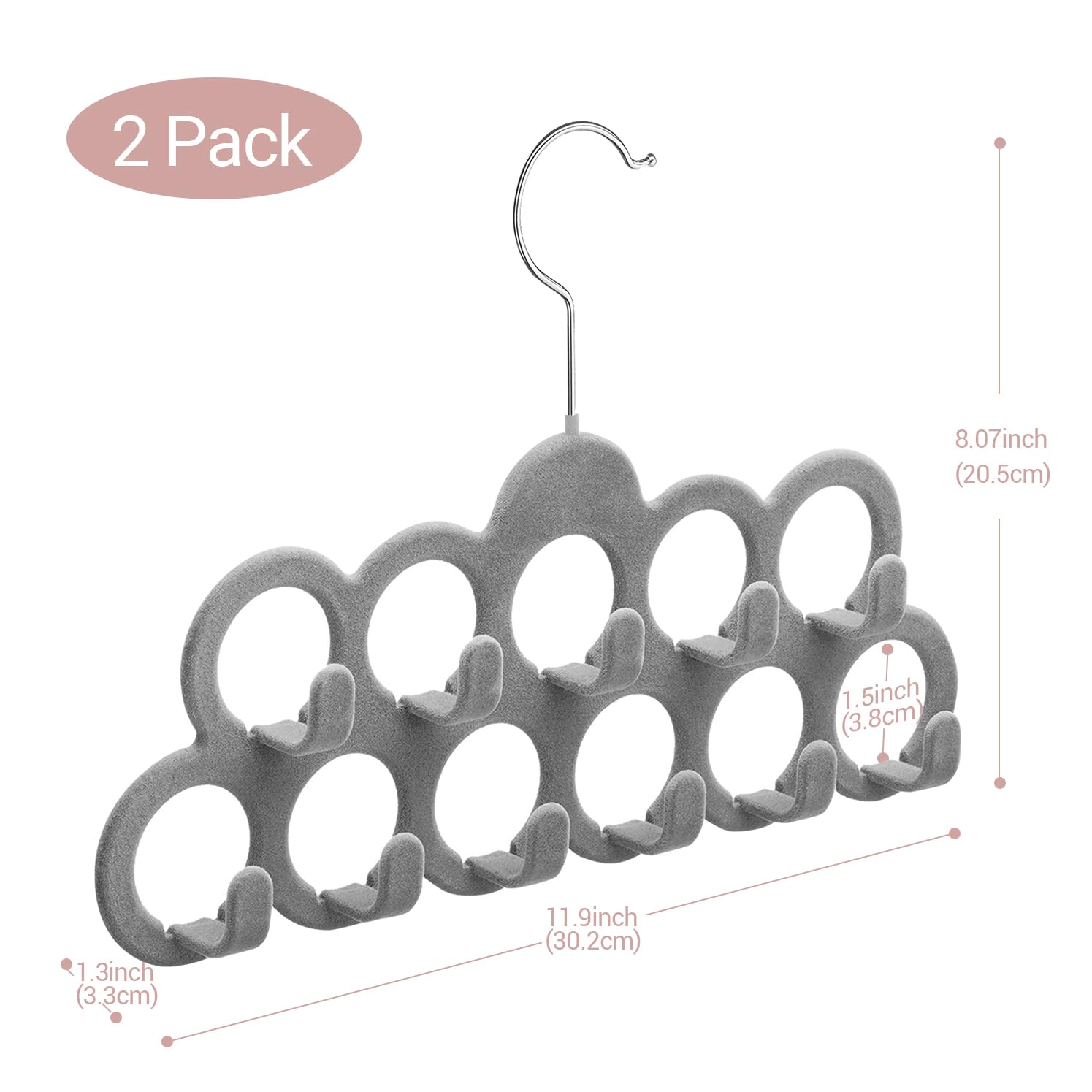 ManGotree Velvet Scarf Hanger, Scarf Organizer, Flocked Velvet Finish - Image 2