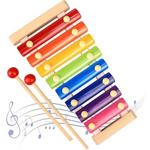 Xylophone for Toddlers, Baby Xylophone with 2 Safe Wooden Mallets and 8 Diatonic Keys, Toddler Musical Instruments Toys for Educational & Preschool Learning
