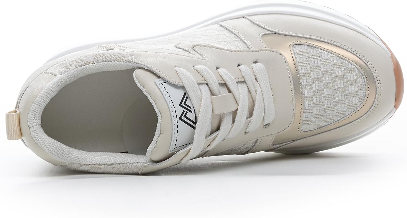 High Platform Sneakers for Women Hidden Heel Wedge Sneakers Dressy Fashion Wedge Tennis Shoes Increasing 3.94 inches - Image 5