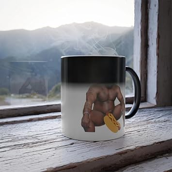 Heat Changing Coffee Mug Barry Wood Hot Dog Reveal Color Changing Ceramic Mug, Funny Adult Gag Cup, Novelty Joke Mug for Office, White Elephant, Birthday or Christmas Gift