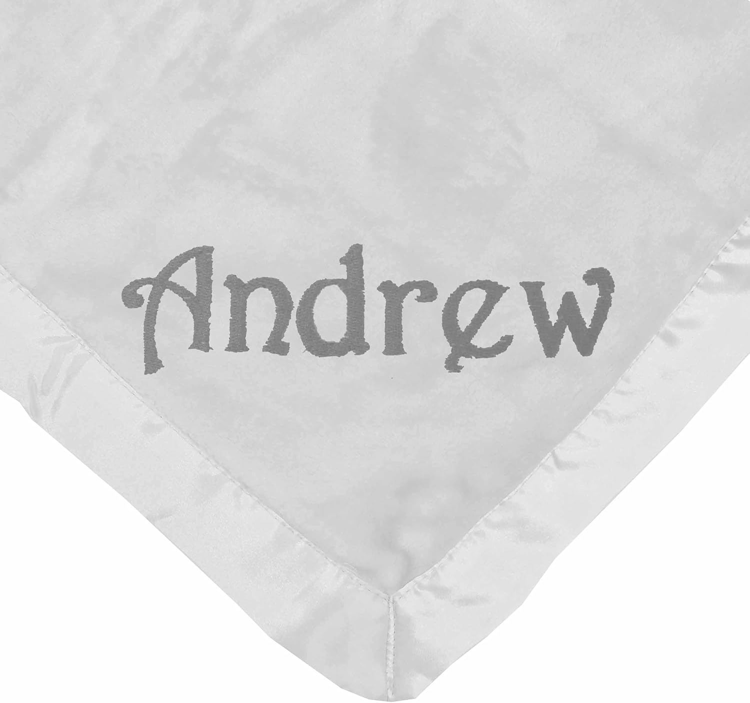 The Wedding Party Store Monogrammed Super Soft and Plush Baby Blanket - Custom Personalized New Mom Gift with Satin Trim (White)
