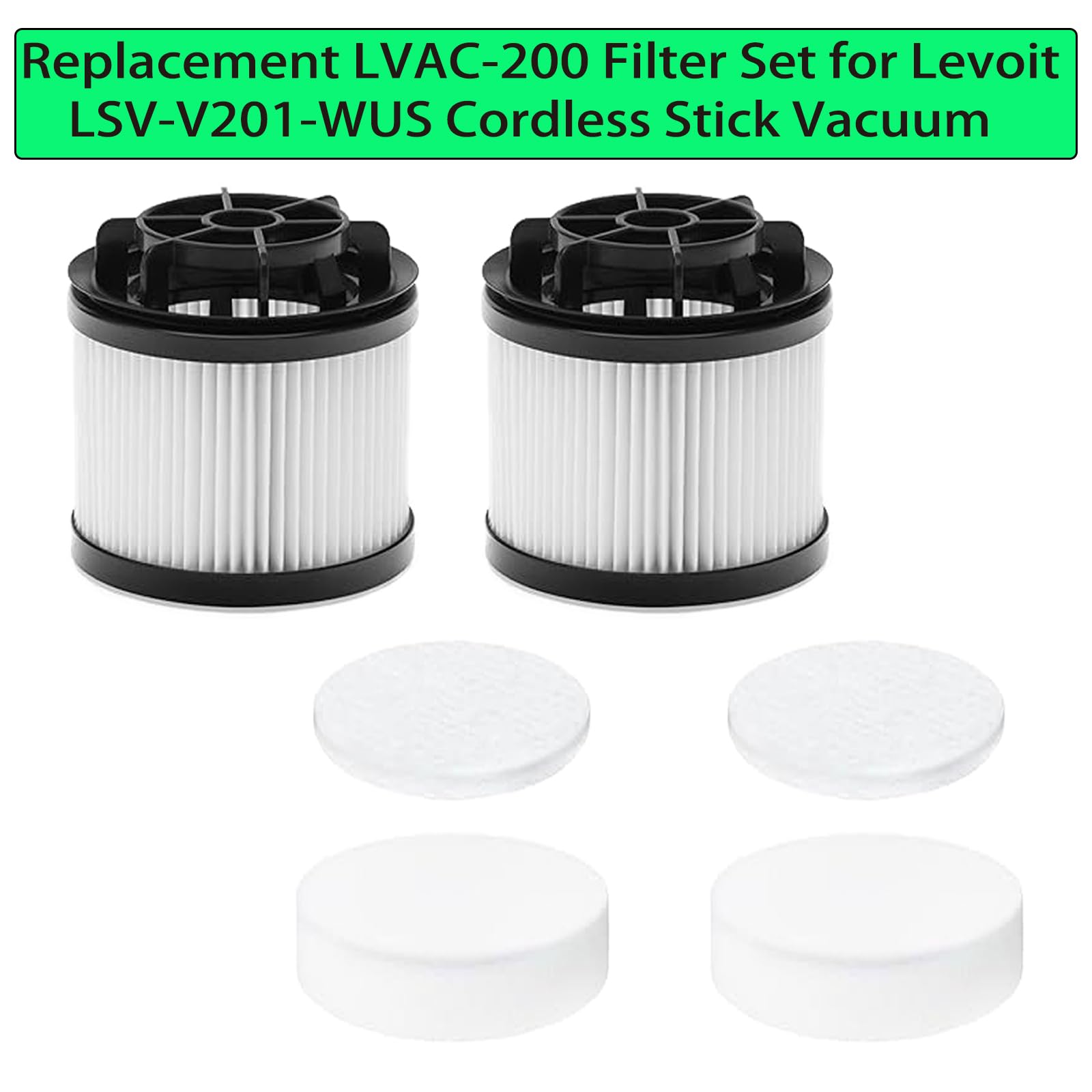 Filtros De Repuesto Para Aspiradora Levoit LVAC-200 - Pack Con 6 Premotores Lavables Y 3 Filtros HEPA Postmotor - Mantén La Succión Al Máximo