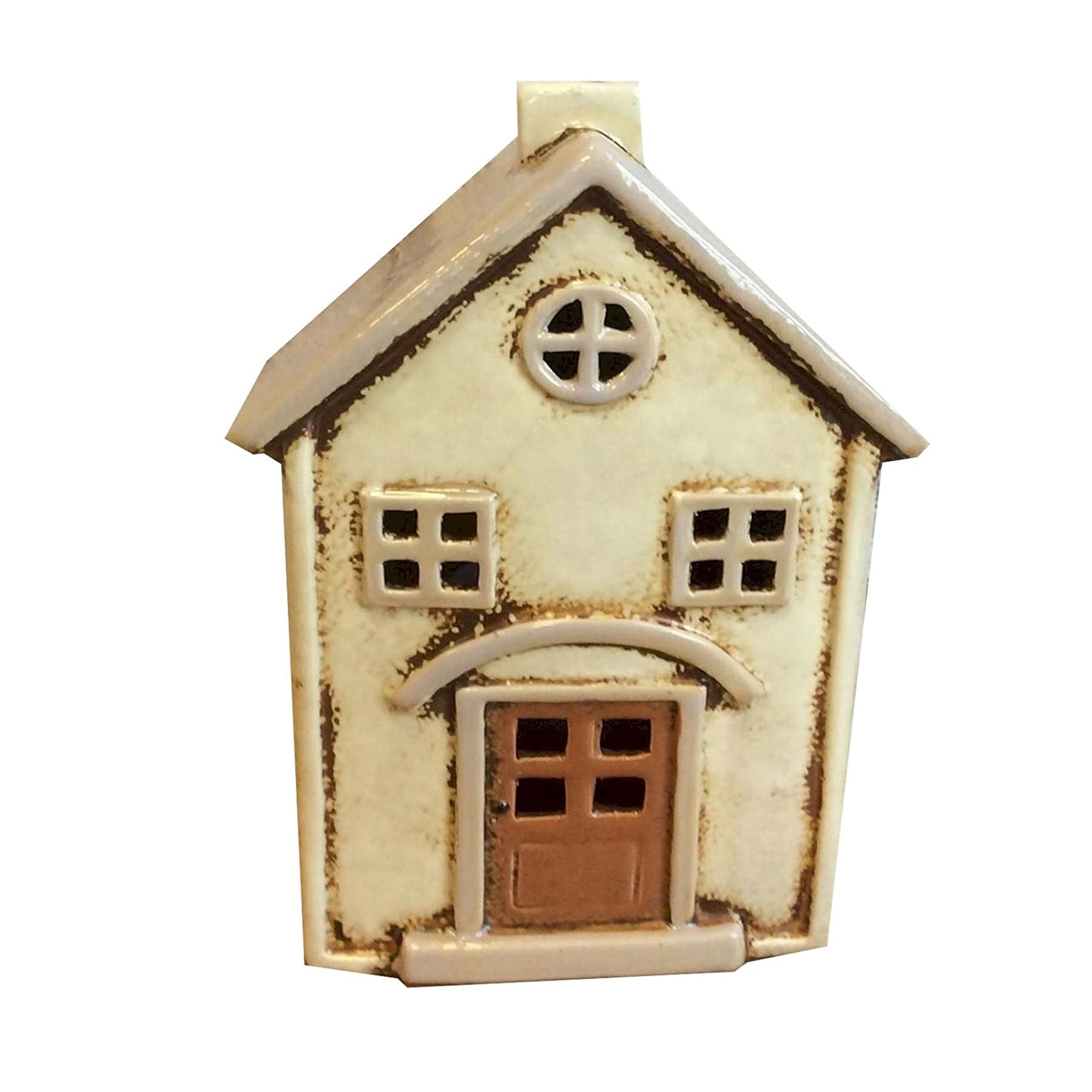 Village Pottery Ceramic Beige House Large Candle & Tea Light Holder Gift Idea