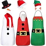 3 Set Christmas Apron and Hat Christmas Party Costume Funny Snowman Santa Claus Elf Cosplay Character Costume Kit