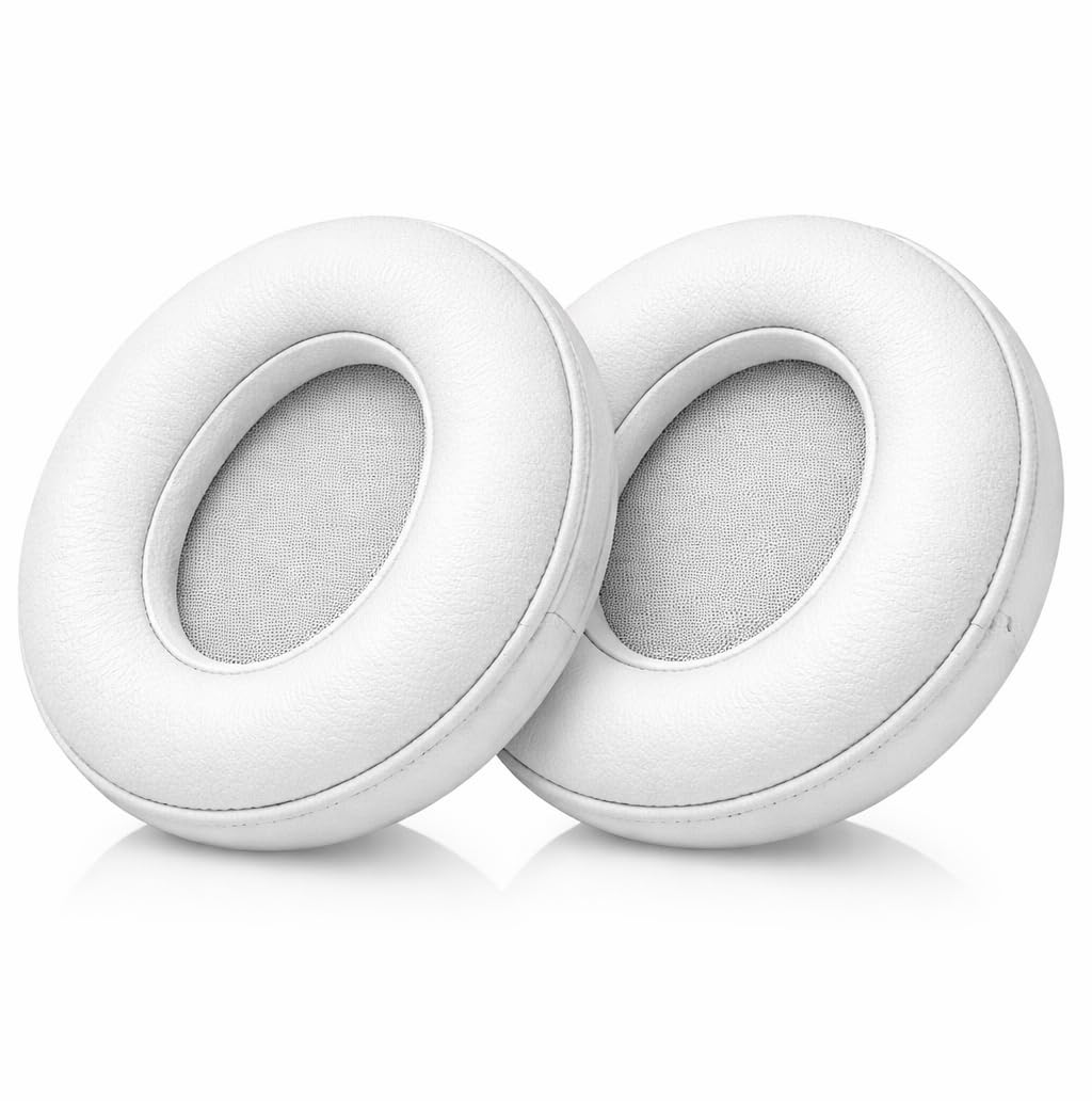 Ear Pads Cushions Professional Replacement Thick Earpads Compatible with Beats Solo 2.0 & 3 Wired/Wireless with Soft Protein Leather | High Density Memory Foam/Strong Adhesive Tape (White)