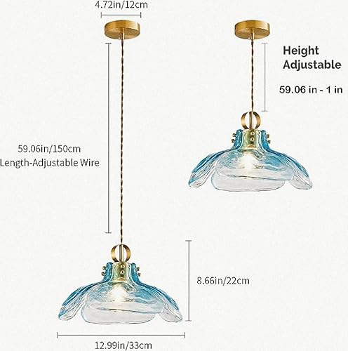 Miniatura 4 de Lámparas colgantes de 12.99 pulgadas de profundidad, luces colgantes de cristal, iluminación colgante para isla de cocina, sala de estar, pasillo,