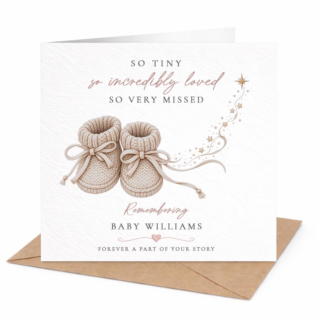 Personalised Baby Loss Sympathy Card, So Tiny So Incredibly Loved, Miscarriage Pregnancy Loss, Custom Baby Name