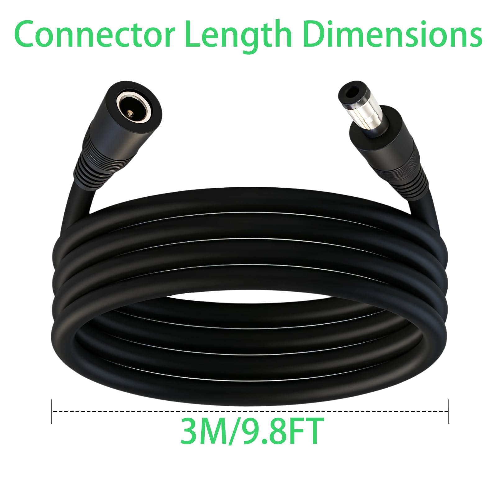 Connecteur femelle vers mâle de 5,5 mm × 2,5 mm, câble d'extension d'alimentation CC 14 AWG de 2,5 m, adapté pour les caméras de surveillance, les banques d'alimentation portables et les équipements