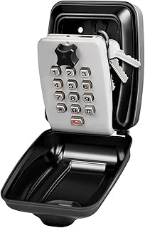 VOBUKE Key Safe Wall Mounted Large Key Lock Box with Resettable Push Button 12-Digit Combination Outdoor Key Box with Weatherproof Cover Safe Storage Box for Home Garage Spare Keys Free Fixing Kit