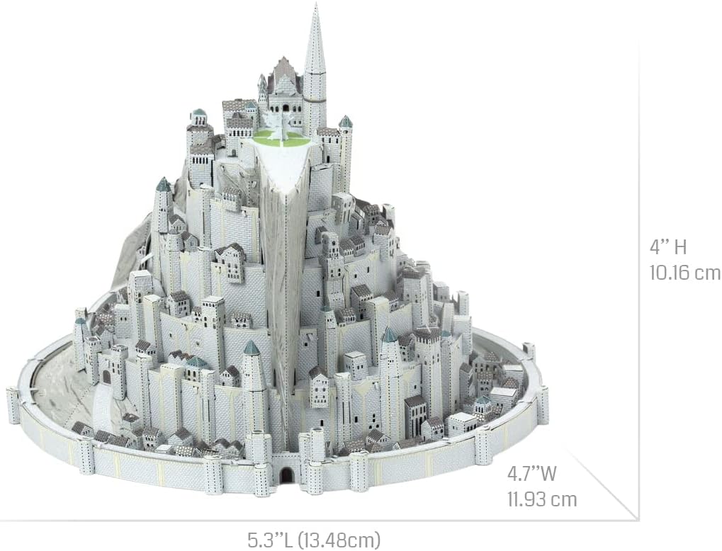 Fascinations Metal Earth Premium Series Lord of The Rings Minas Tirith 3D Metal Model Kit Bundle with Tweezers