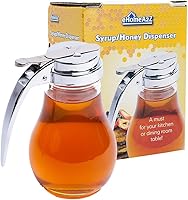 EHOMEA2Z Leak-Proof Tempered Glass Honey Dispenser, 14oz Commercial-Grade Jar with Metal Top for Mess-Free Kitchen Pouring