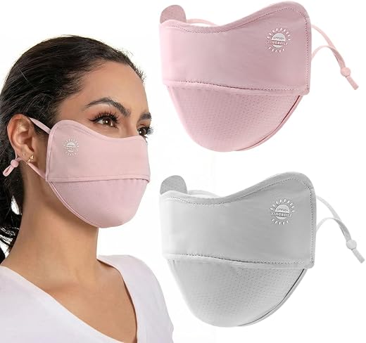 SANNIDHI® Face Cover Mask for Women UPT 50+ Protection Summer Driving Face Mask with Adjustable Ear Loops Mesh Breathable ...