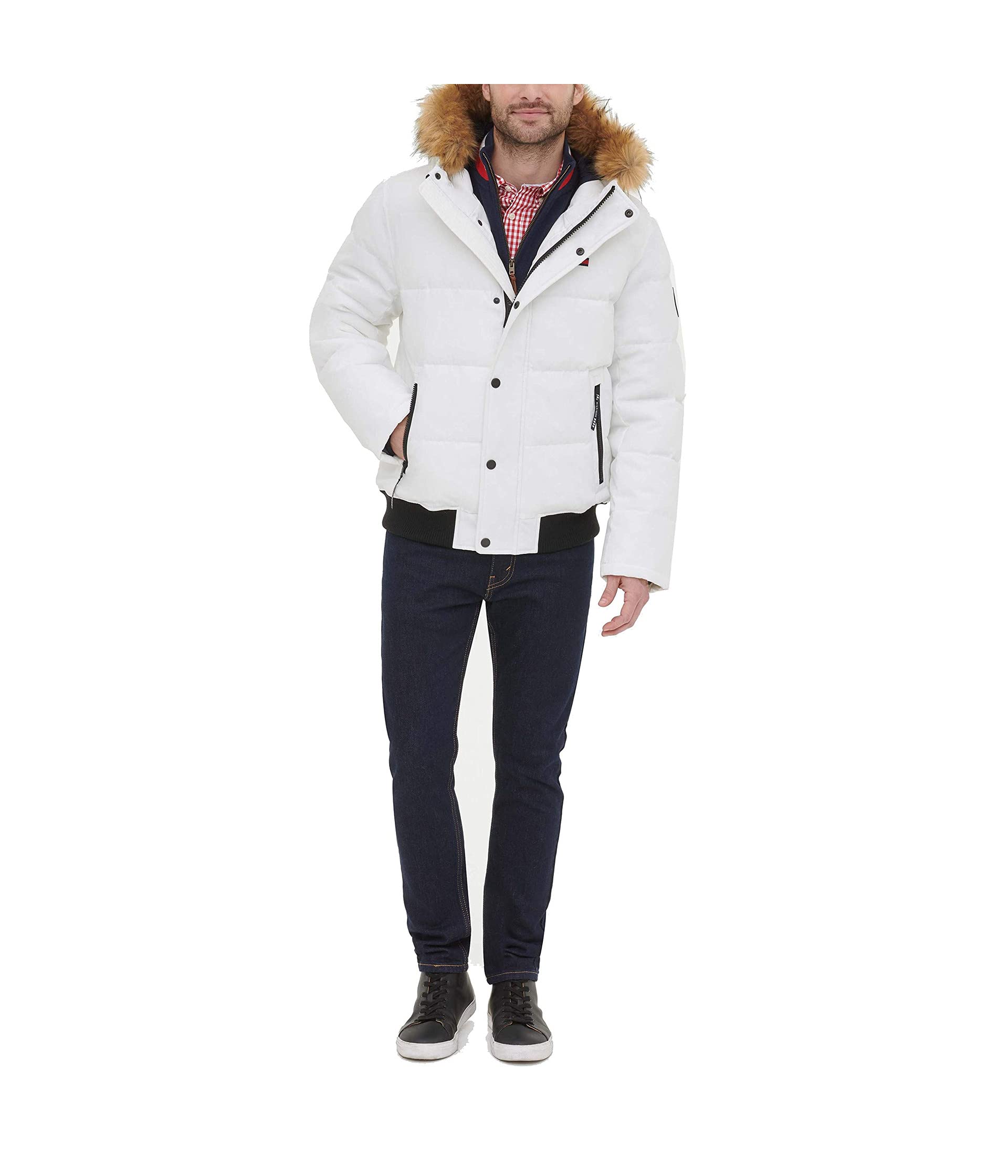 Tommy Hilfiger Chaqueta Bomber Acolchada de Tela Ártica con Cierre Frontal A Presión Snorkel Hombre (Pack de 1)