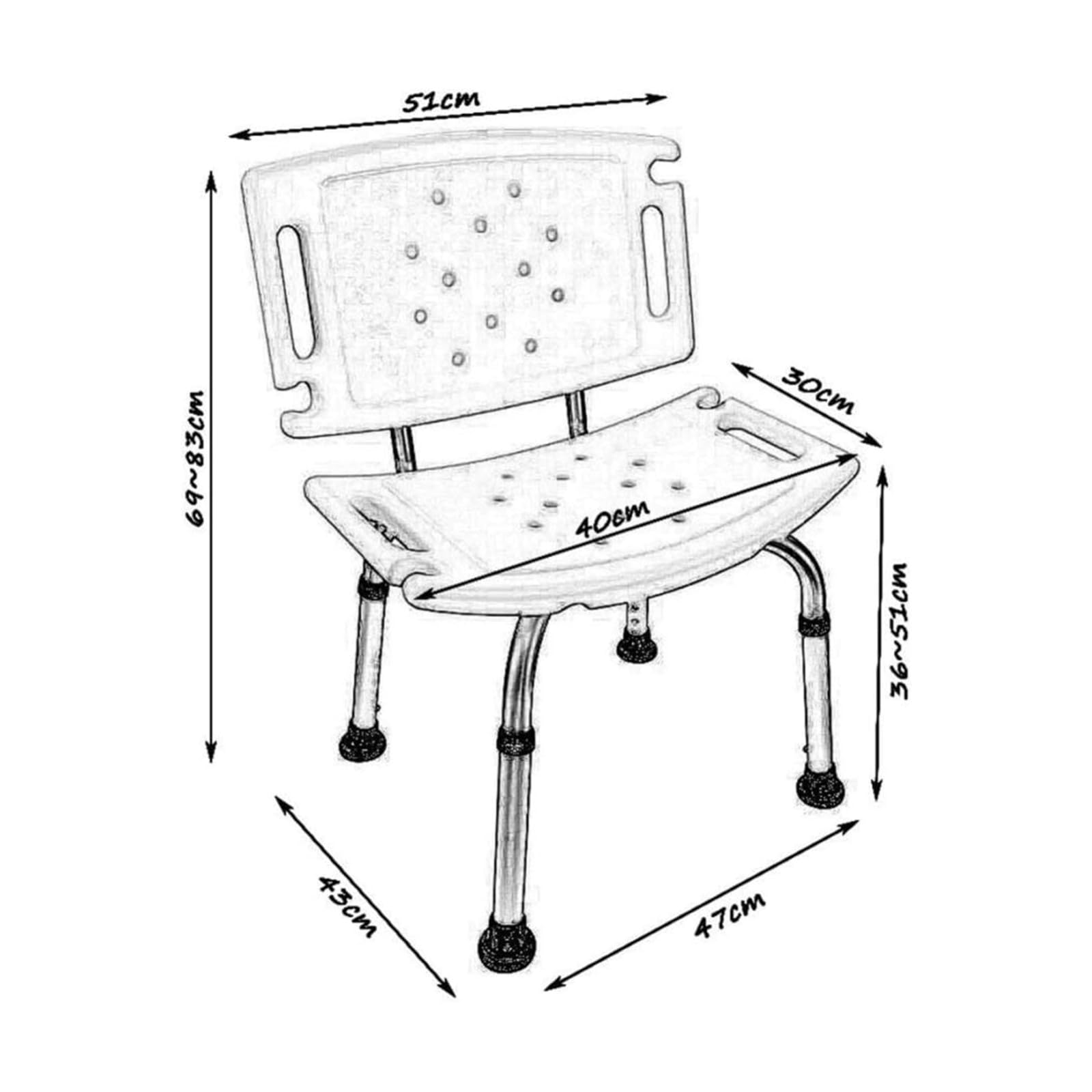 Asiento Ducha con Respaldo,Silla Ducha Antideslizante,Silla de Baño Geriatrica,Silla para Plato de Ducha Regulable en Altura,Silla de Ducha para Personas Mayores Taburete Baño