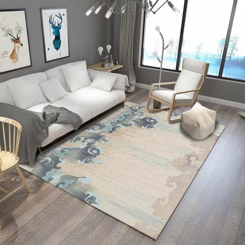 Grand tapis crème facile à laver de 100x160cm pour protéger le sol du salon