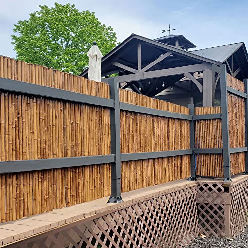Backyard X-Scapes Bamboo Fencing Rolls Decorative Fence Panel Caramel Brown 4 ft H x 8 ft L
