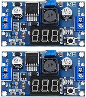 Weewooday 2 Pieces Adjustable LM2596S DC-DC Buck Converter Reduced Voltage Regulator Power Supply Module 36V 24V 12V to 5V 2A Voltage Stabilizer with Digital Voltmeter Display