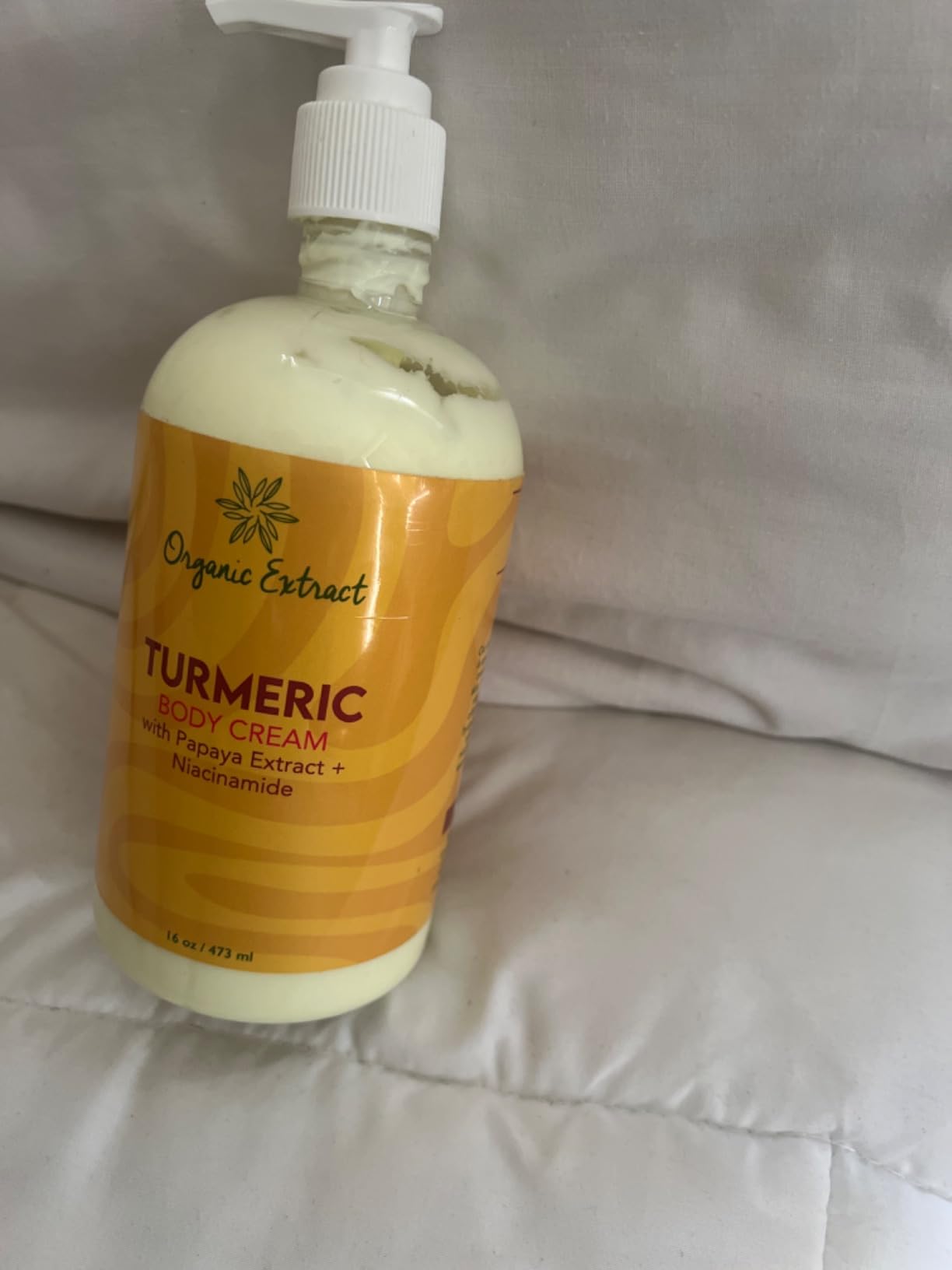 ORGANIC EXTRACT Turmeric Body Cream - 16 fl oz/473 ml - Deep Moisturizing, Hydrating Body Moisturizer Cream for Dry Skin - Helps Relieve & Restore Skin with Turmeric, Papaya Extract, Niacinamide